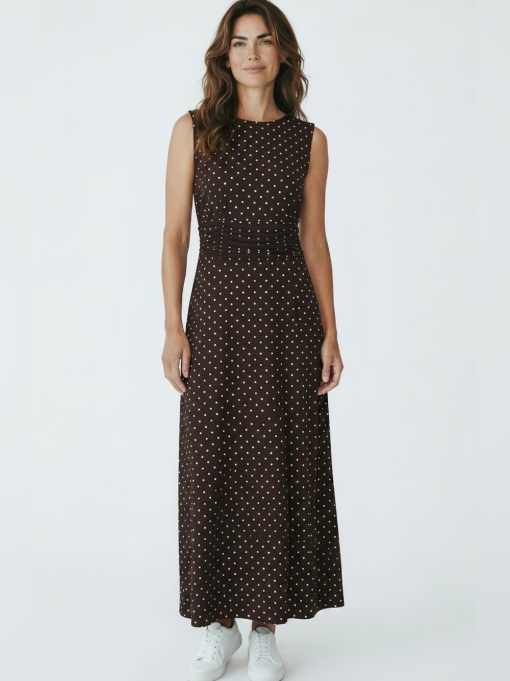 Pretty Woman! Vintage Jessica Howard Brown & White Polka Dot Dress Sz12